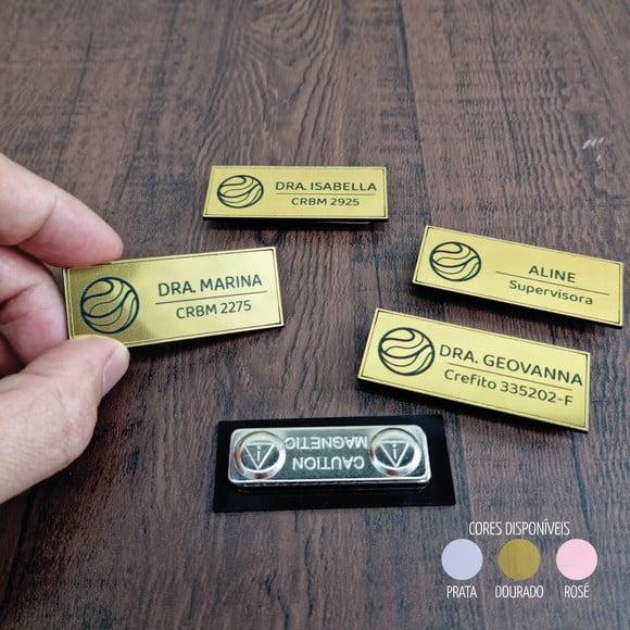 Kit 10un Crachá Botton Magnético Aço Escovado Impressão Colo