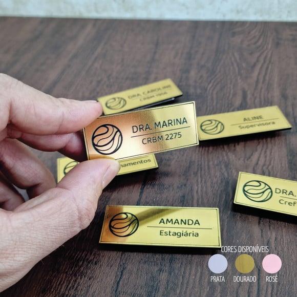 Kit 5un Crachá Botton Magnético Aço Escovado Impressão Color