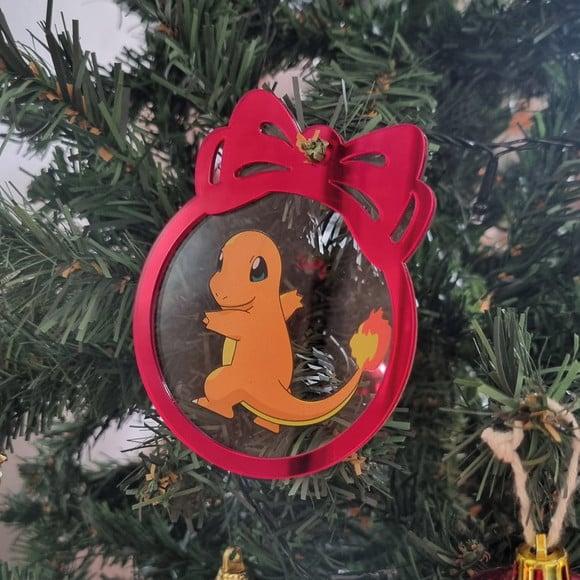 Pokebola de Natal Personalizada em Acrílico 10cm