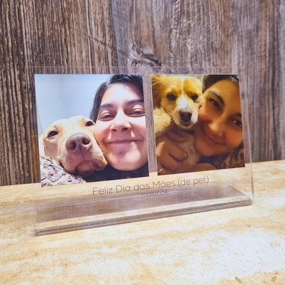 Presente Dia das Mâes Porta Retrato Duplo Polaroid Acrílico