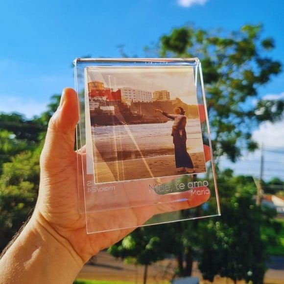 Presente Dia das Mâes Porta Retrato Duplo Polaroid Acrílico