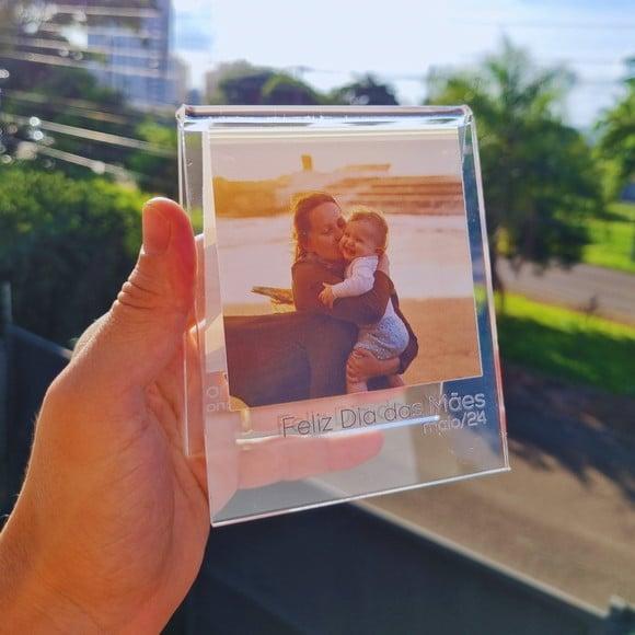 Presente Dia das Mâes Porta Retrato Duplo Polaroid Acrílico