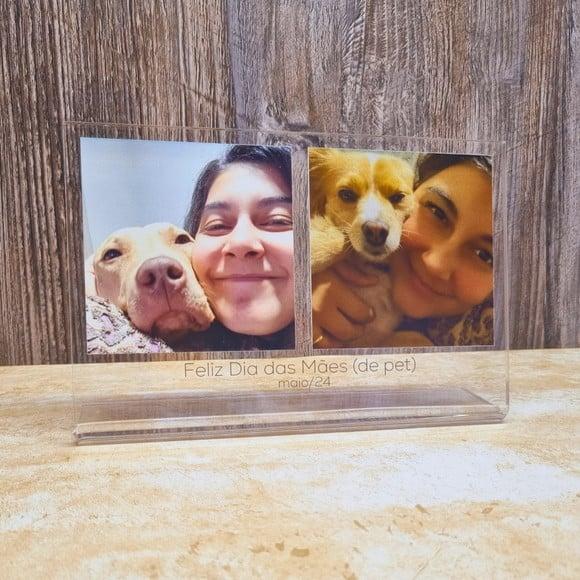 Presente Dia das Mâes Porta Retrato Duplo Polaroid Acrílico