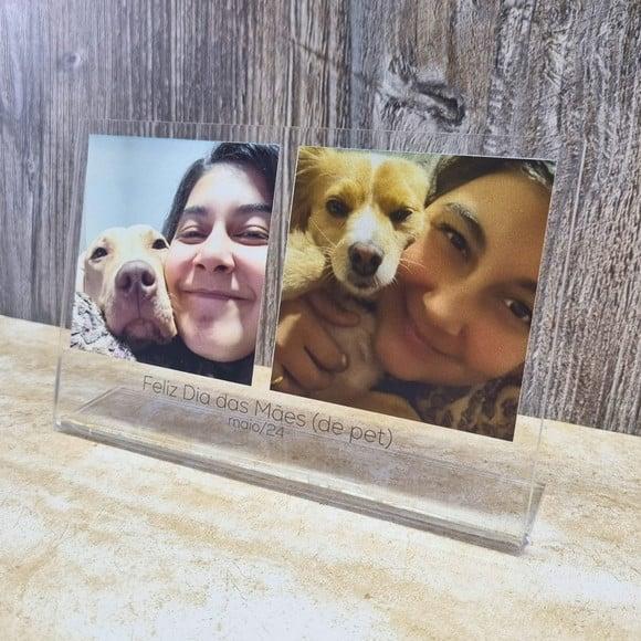 Presente Dia das Mâes Porta Retrato Duplo Polaroid Acrílico