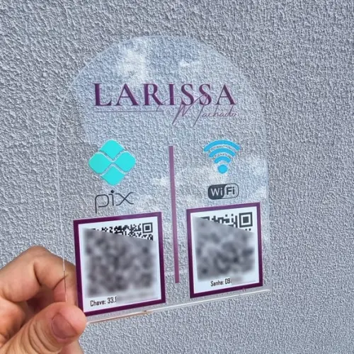 Placa 2 Qr Codes Acrilico Cristal Transparente Impressão Uv