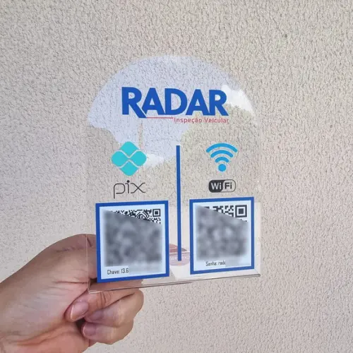 Placa 2 Qr Codes Acrilico Cristal Transparente Impressão Uv