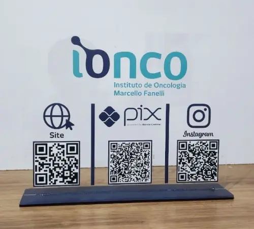 Placa 3 Qr Code Acrilico Cristal Pix Instagram Wifi Logo