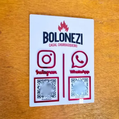 Placa 2 Qr Codes Parede Acrílico Espelhado Logo Pix Insta