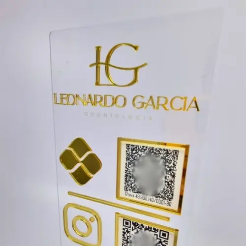 Placa 3 Qr Code Acrilico Espelhado Pix Instagram Wifi Logo