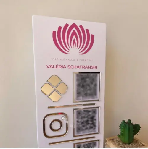 Placa 3 Qr Code Acrilico Espelhado Pix Instagram Wifi Logo