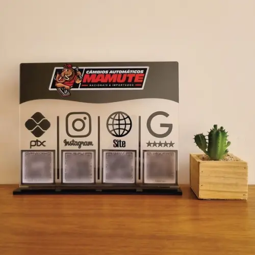 Placa 4 Qr Code Acrilico Espelhado Pix Instagram Wifi Logo