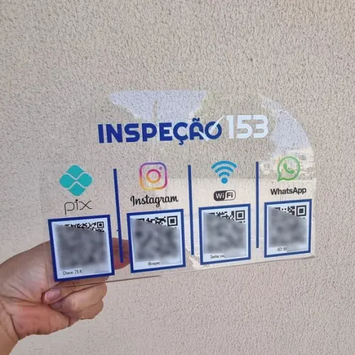 Placa 4 Qr Codes Acrilico Cristal Transparente Impressão Uv