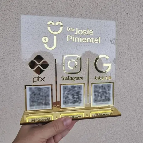 Placa Pix Instagram Wifi Logo Qr Code Acrilico Espelhado