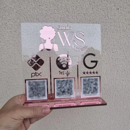 Placa Pix Instagram Wifi Logo Qr Code Acrilico Espelhado