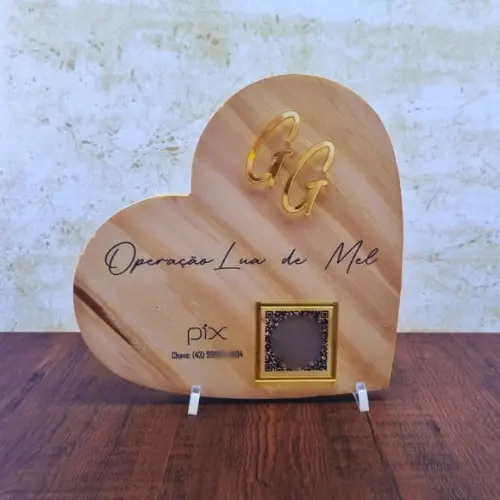 Placa Pix Operação Lua de Mel Rustica Acrílico Espelhado