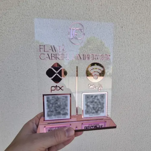 Placa Pix Instagram Wifi Logo Qr Code Acrilico Espelhado
