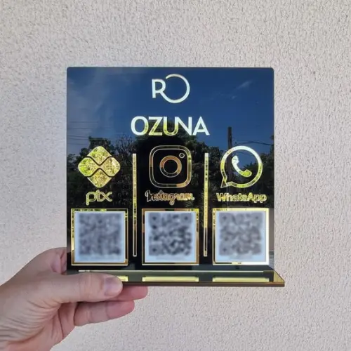 Placa Pix Instagram Wifi Logo Qr Code Acrilico Espelhado