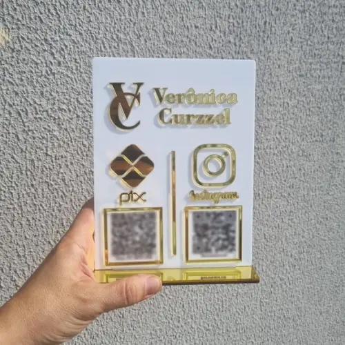 Placa Pix Instagram Wifi Logo Qr Code Acrilico Espelhado