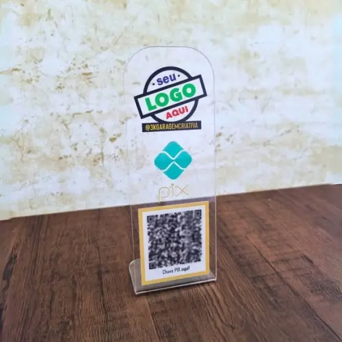Placa Qr Code Acrilico Cristal Transparente Impressão Uv