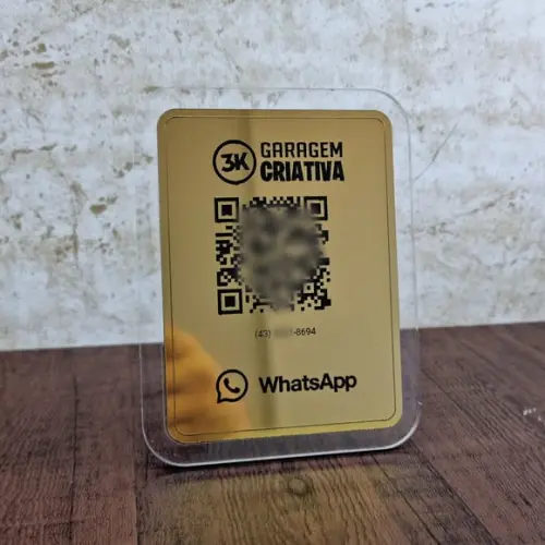 Placa Qr Code Aço Escovado Luxo Pix Instagram Wifi Logo
