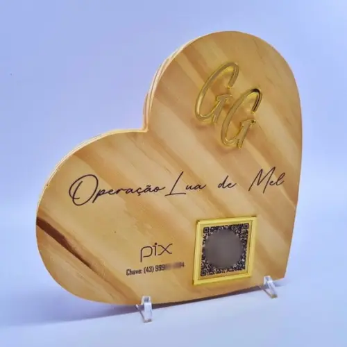 Placa Pix Operação Lua de Mel Rustica Acrílico Espelhado