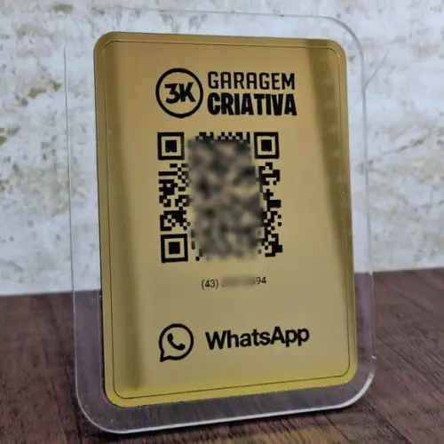 Placa Qr Code Aço Escovado Luxo Pix Instagram Wifi Logo
