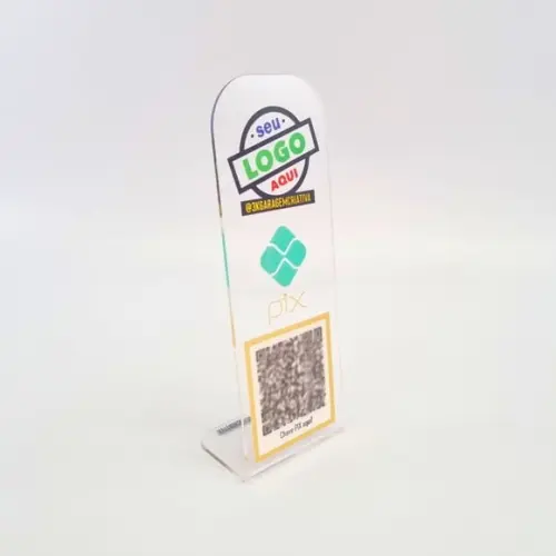 Placa Qr Code Acrilico Cristal Transparente Impressão Uv