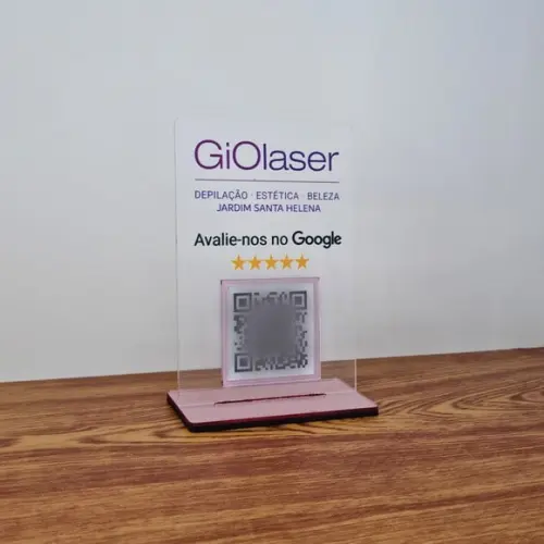 Placa Qr Code Acrilico Espelhado Pix Instagram Wifi Logo