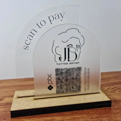 Placa Qr Code Acrilico Duplo Pix Instagram Wifi Logo