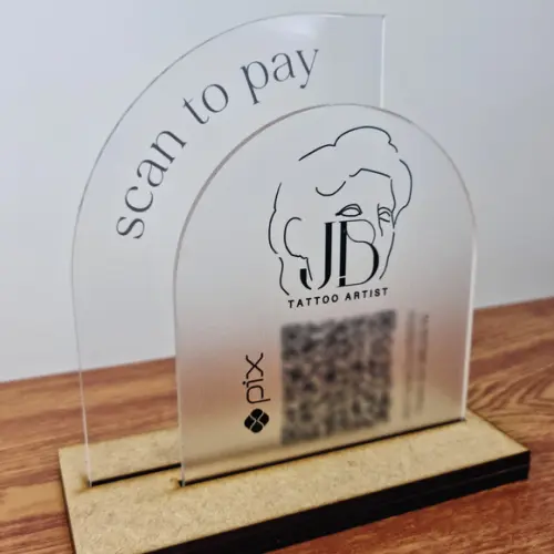 Placa Qr Code Acrilico Duplo Pix Instagram Wifi Logo