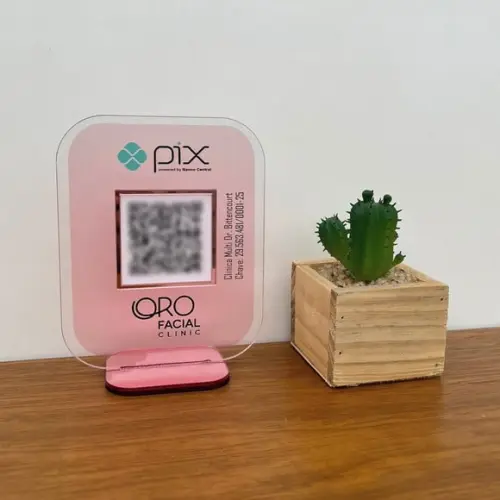 Placa Qr Code Acrílico Espelhado Pix Instagram Wifi Logo