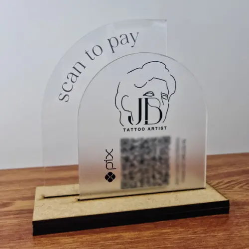 Placa Qr Code Acrilico Duplo Pix Instagram Wifi Logo
