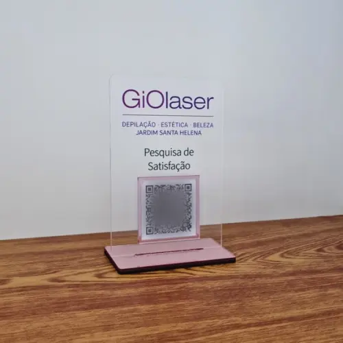 Placa Qr Code Acrilico Espelhado Pix Instagram Wifi Logo