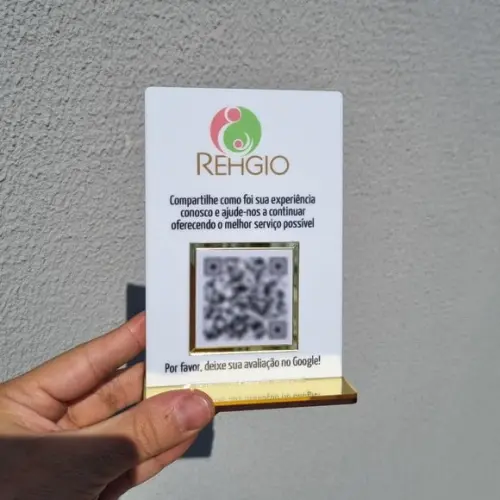 Placa Personalizada Logo e 1 Qr Code com Acrílico Espelhado