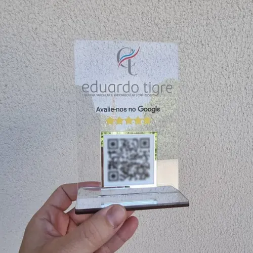 Placa Personalizada Logo e 1 Qr Code com Acrílico Espelhado