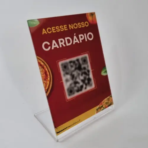 Mini Placa para Cardápio com Qr Code em Acrílico + Brinde