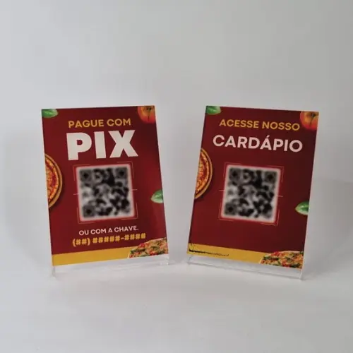 Mini Placa para Cardápio com Qr Code em Acrílico + Brinde