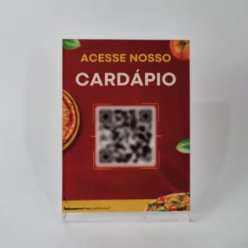 Mini Placa para Cardápio com Qr Code em Acrílico + Brinde