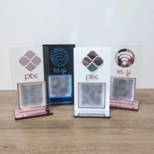 Mini Placa Pix Instagram Wifi Qr Code Acrilico Espelhado