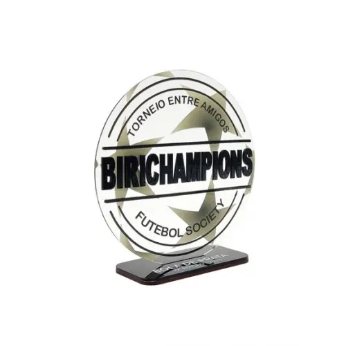Trofeu Acrilico Bola de Ouro Dupla Camada Personalizado 15cm