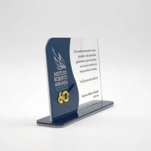 Placa Homenagem Acrilico Triplo Relevo Personalizada