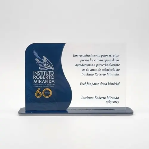 Placa Homenagem Acrilico Triplo Relevo Personalizada
