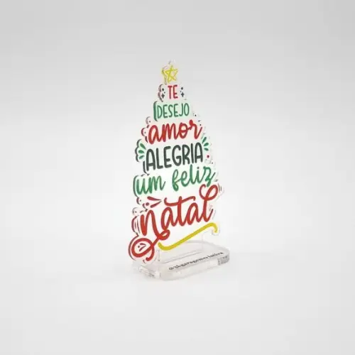 Lembrancinha Arvore Natal Acrílico 12cm Frases e Desejos