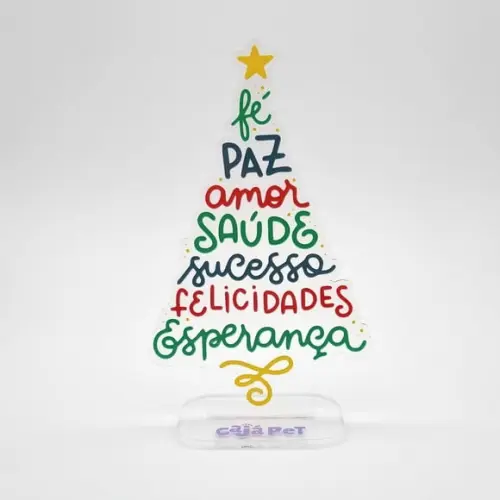 Lembrancinha Arvore Natal Acrílico 12cm Frases e Desejos