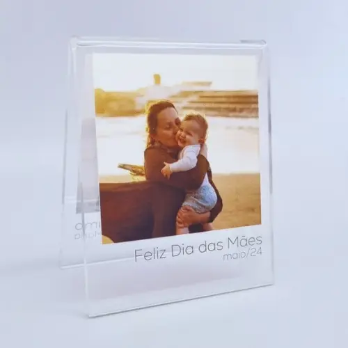 Lembrancinha Dia das Mâes Porta Retrato Duo Polaroid Cristal