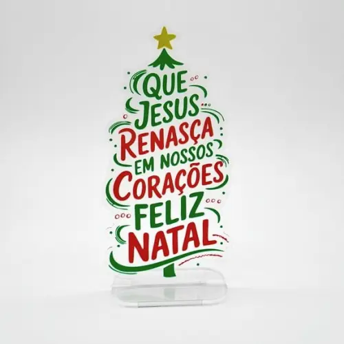 Lembrancinha Arvore Natal Acrílico 12cm Frases e Desejos