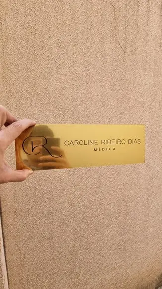 Placa Acrílico Identificação Porta Logo Abs Escovado 30x10cm