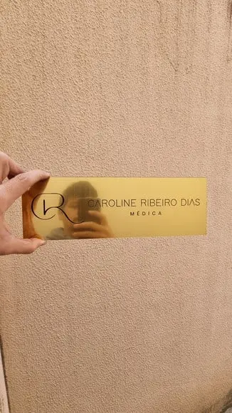 Placa Acrílico Identificação Porta Logo Abs Escovado 30x10cm