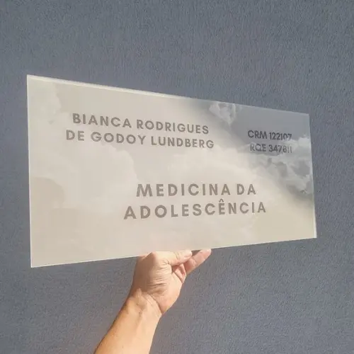 Placa Acrílico Identificação Porta Logo Impressão Uv 40x20cm