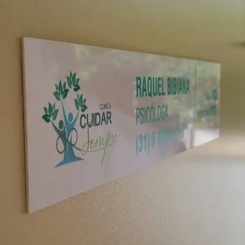 Placa Acrílico Identificação Porta Logo Impressão Uv 45x10cm